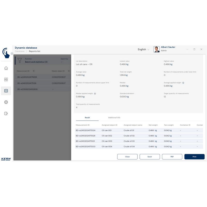 Kern SET-16 EasyTouch Batch and Statistics Software