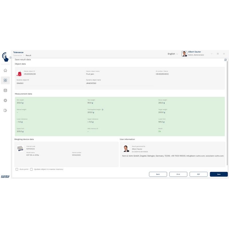 Kern SET-31 EasyTouch Tolerance Software