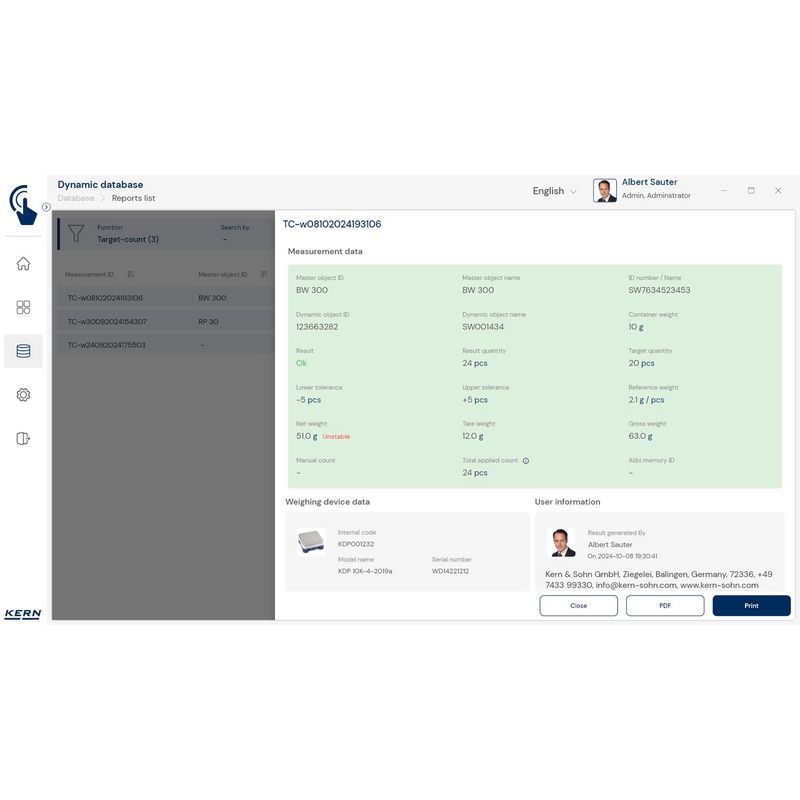 Kern SET-33 EasyTouch Target Count Software
