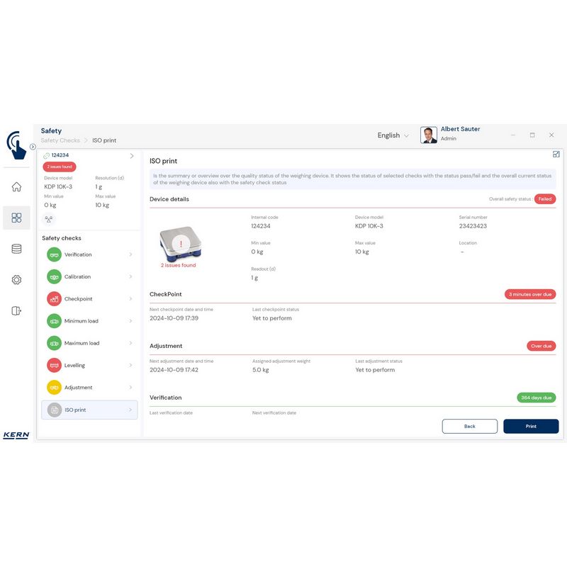 Kern SET-11 EasyTouch Safety Software