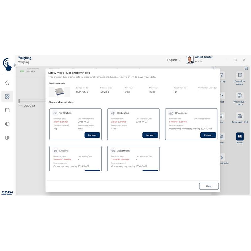 Kern SET-11 EasyTouch Safety Software