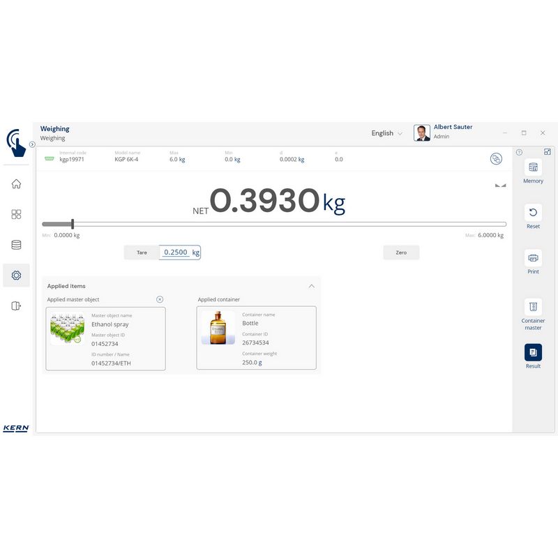 Kern SET-18 EasyTouch Container Master Software