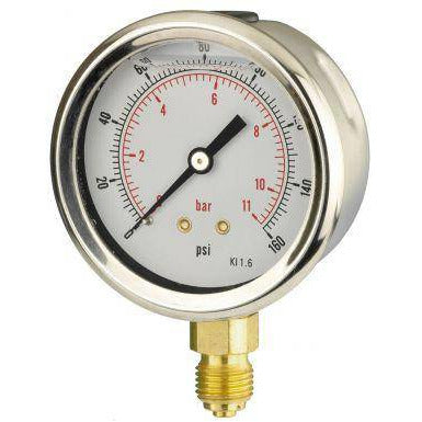 63mm Bottom Entry Glycerine Filled Pressure Gauge - GNW Instrumentation