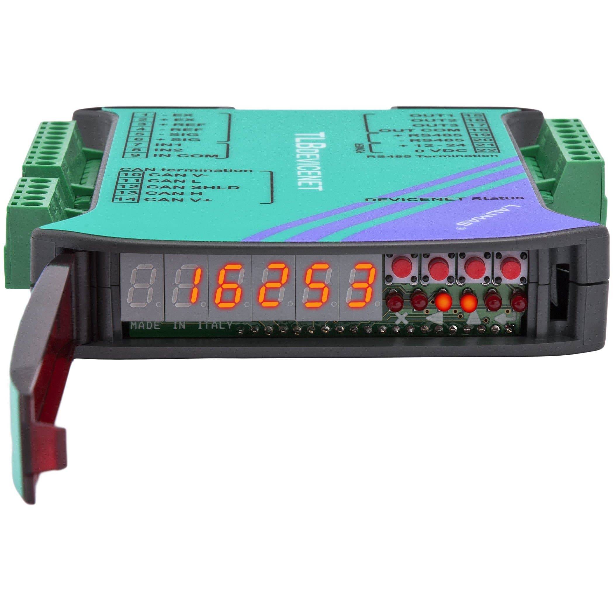 Laumas TLB DeviceNet Weight Transmitter connection and mounting detail