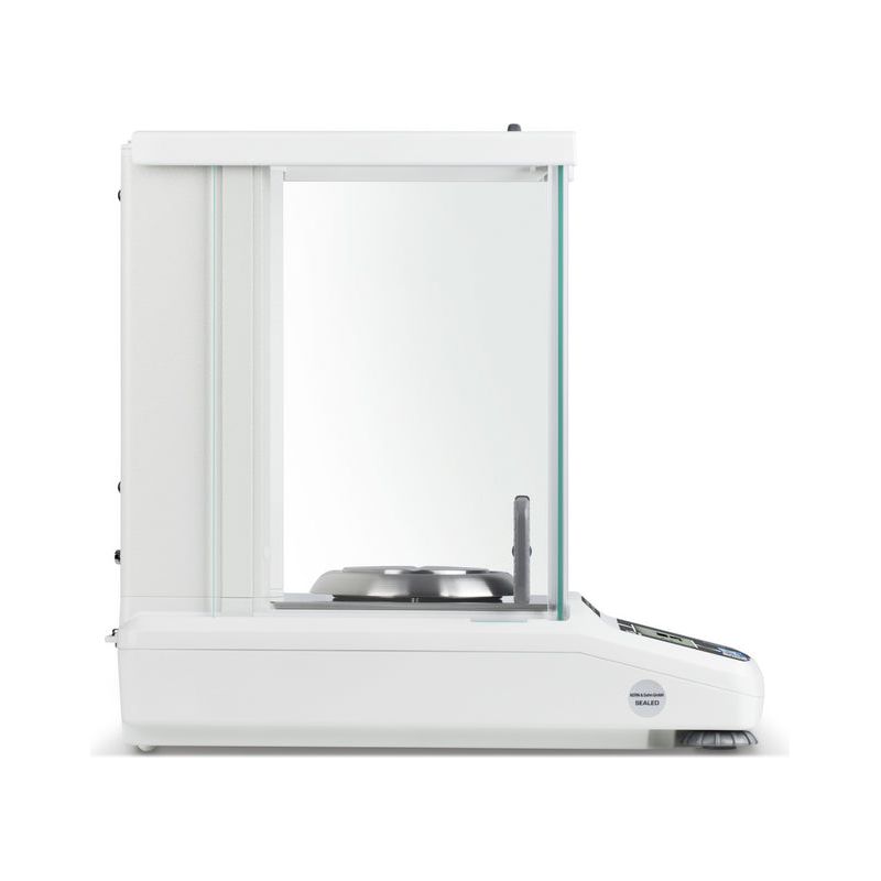 Zoomed view of power interface and cable management of Kern analytical scale