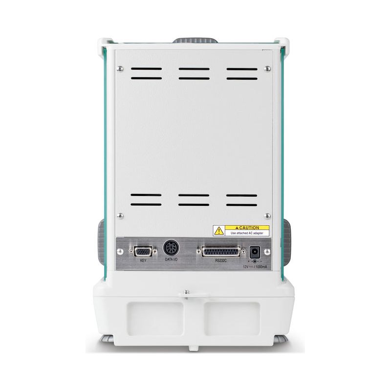 Analytical balance with glass draft shield open of Kern scientific weighing instrument
