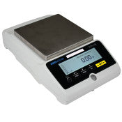 Side profile showing leveling feet of Kern digital laboratory scale