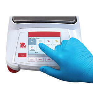 Ohaus Adventurer AX precision balance with printed weighing record