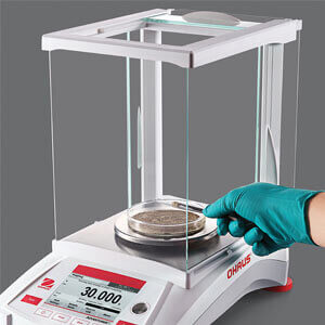 Ohaus Adventurer AX precision balance in a laboratory application