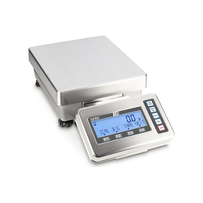 Close-up of LCD display with active weight readout of Kern analytical scale