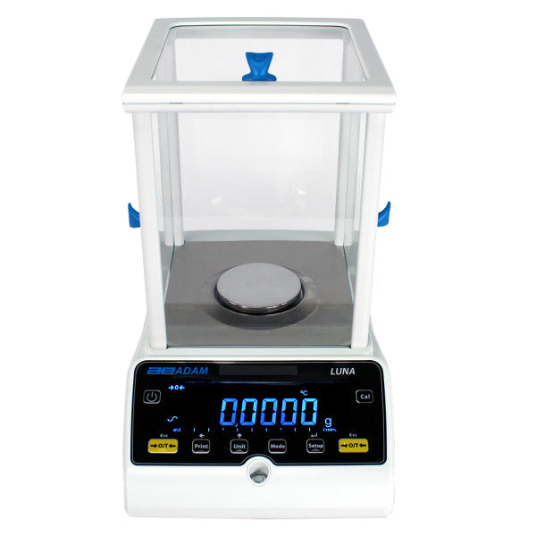 Front view of Adam Luna analytical laboratory scale with draught enclosure