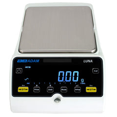 Front view of Adam Luna precision laboratory balance with square weighing platform