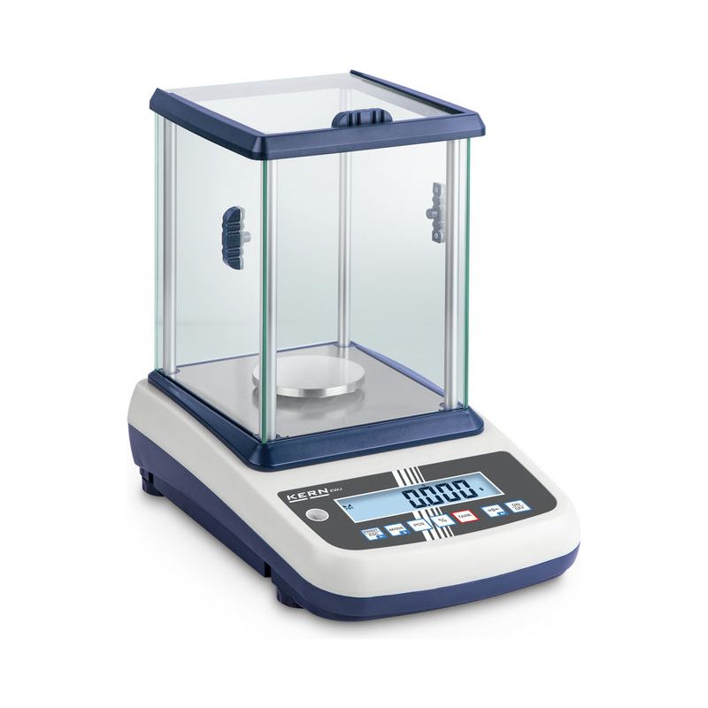 Front view of Kern EWJ digital laboratory scale with draughtproof chamber