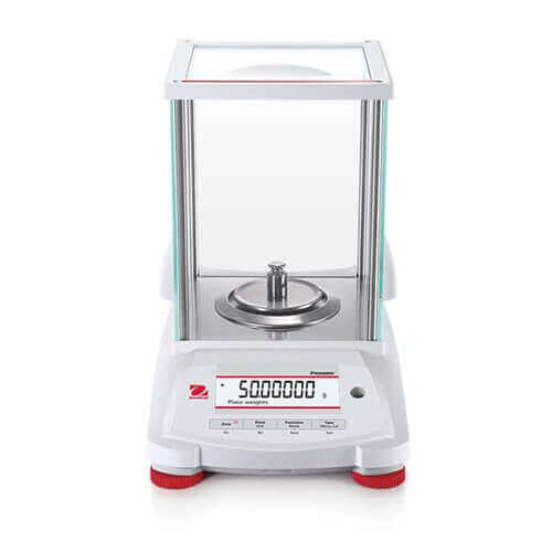 Front view showing control buttons and status indicators of Kern precision balance