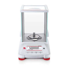 Front view showing control buttons and status indicators of Kern precision balance