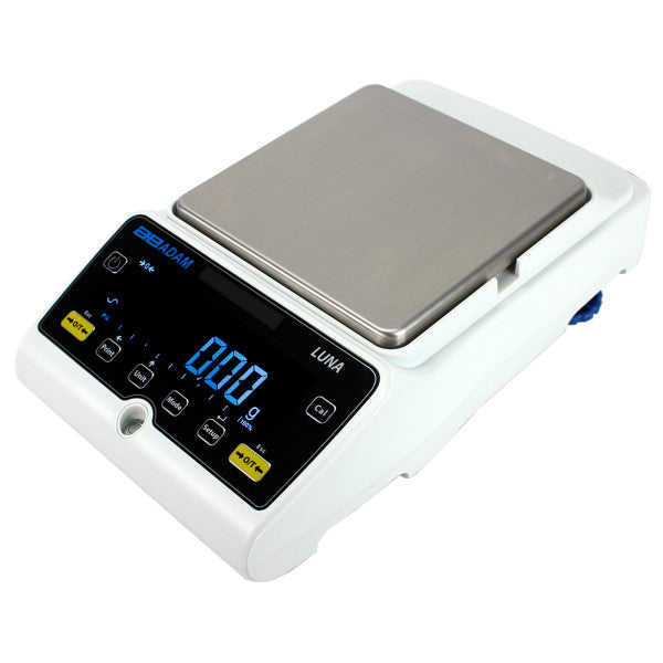 Right side view of Adam Luna precision laboratory balance with square weighing platform