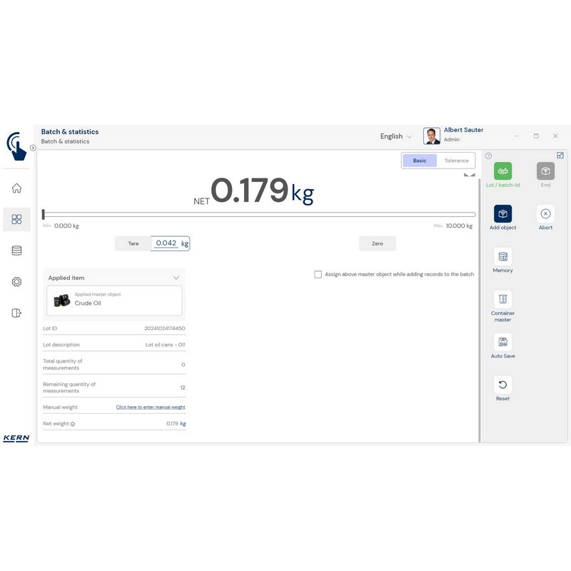 Kern SET-16 EasyTouch Batch and Statistics Software
