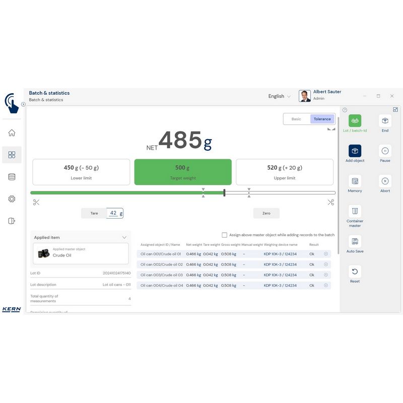 Kern SET-16 EasyTouch Batch and Statistics Software