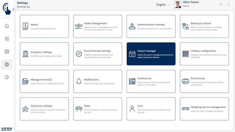 Kern SET-37 EasyTouch Export Manager Software