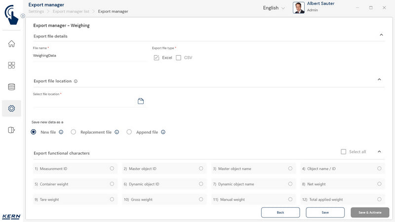 Kern SET-37 EasyTouch Export Manager Software