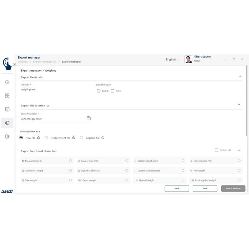 Kern SET-37 EasyTouch Export Manager Software