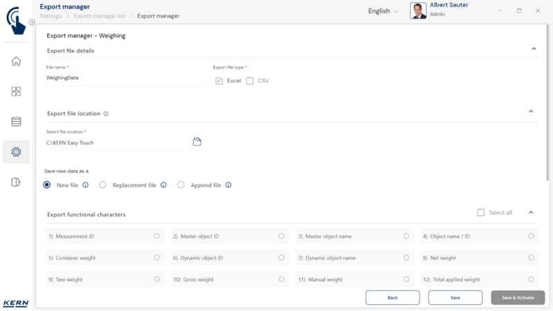 Kern SET-37 EasyTouch Export Manager Software