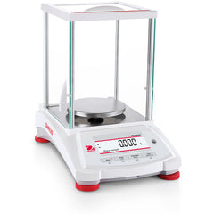 Side view of Ohaus Pioneer PX precision laboratory balance with glass draught shield