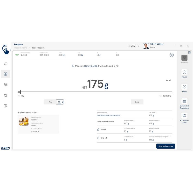Kern SET-17 EasyTouch Prepack Software