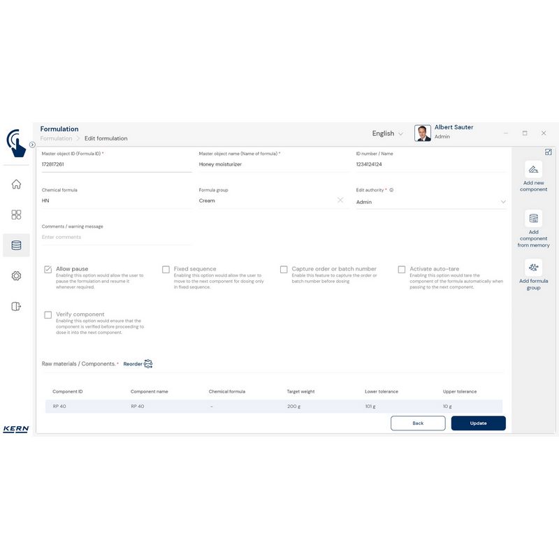 Kern SET-21 EasyTouch Formulation Software - GNW Instrumentation