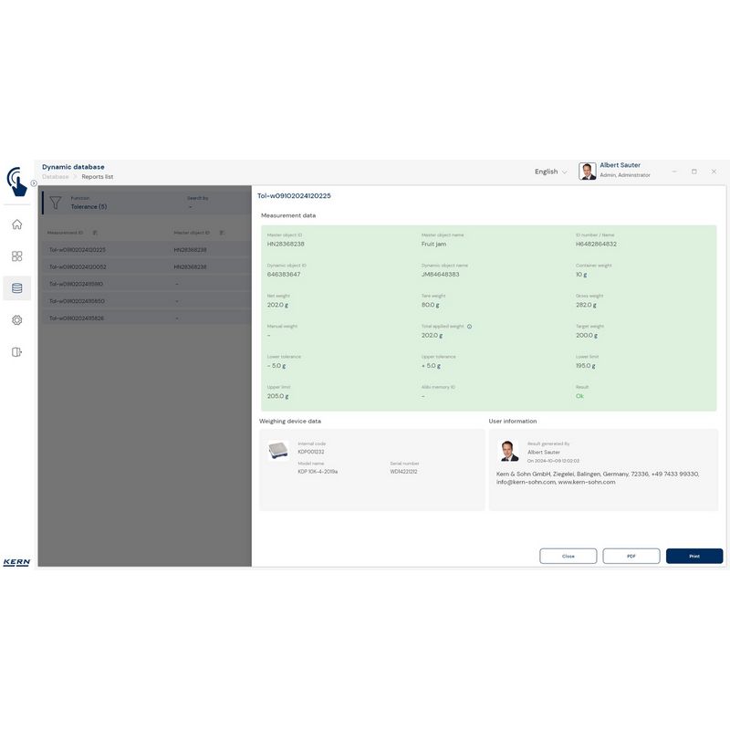 Kern SET-31 EasyTouch Tolerance Software