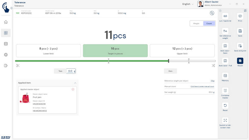 Kern SET-31 EasyTouch Tolerance Software
