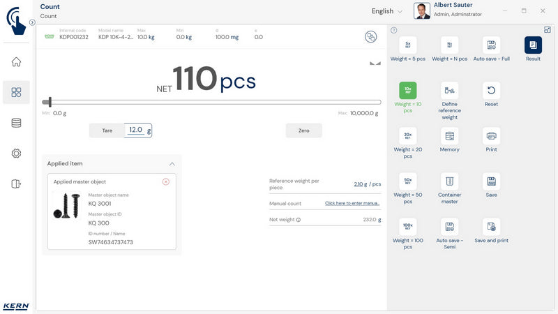 Kern SET-32 EasyTouch Count Software