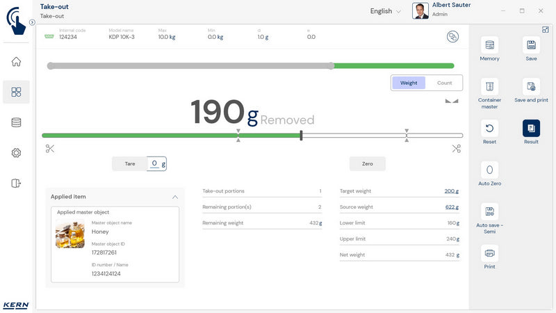 Kern SET-08 EasyTouch Take-Out Software