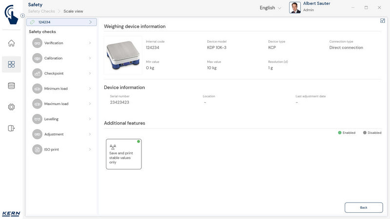 Kern SET-11 EasyTouch Safety Software