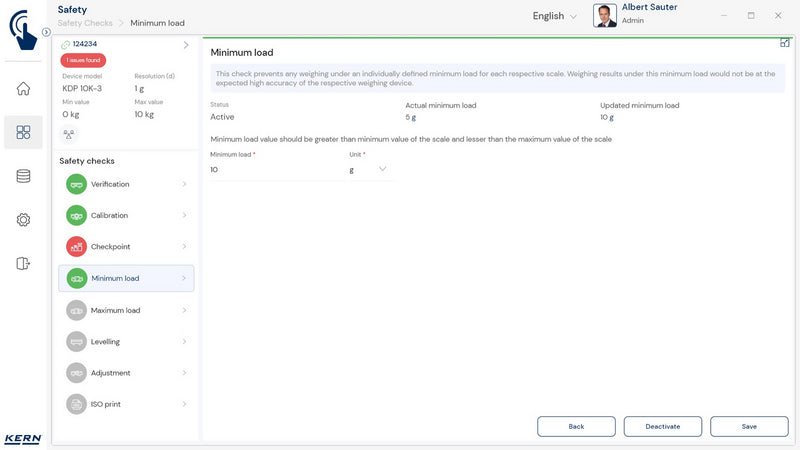 Kern SET-11 EasyTouch Safety Software