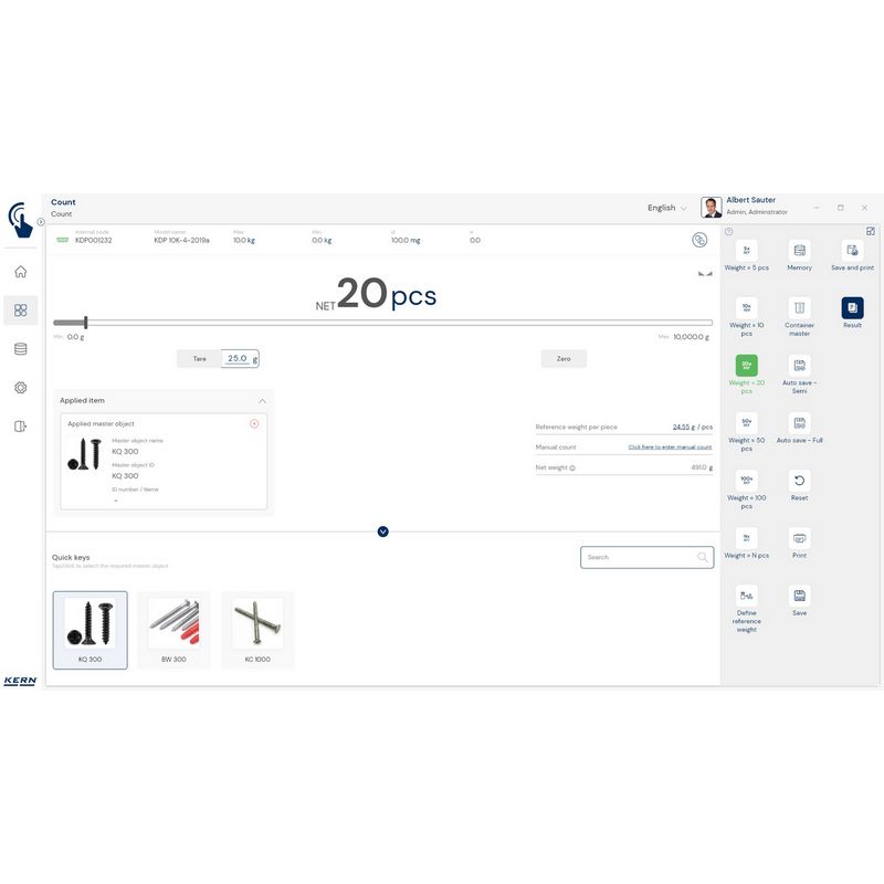Kern SET-311 EasyTouch Quick Key Software