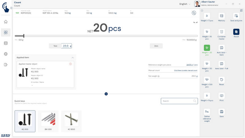 Kern SET-311 EasyTouch Quick Key Software