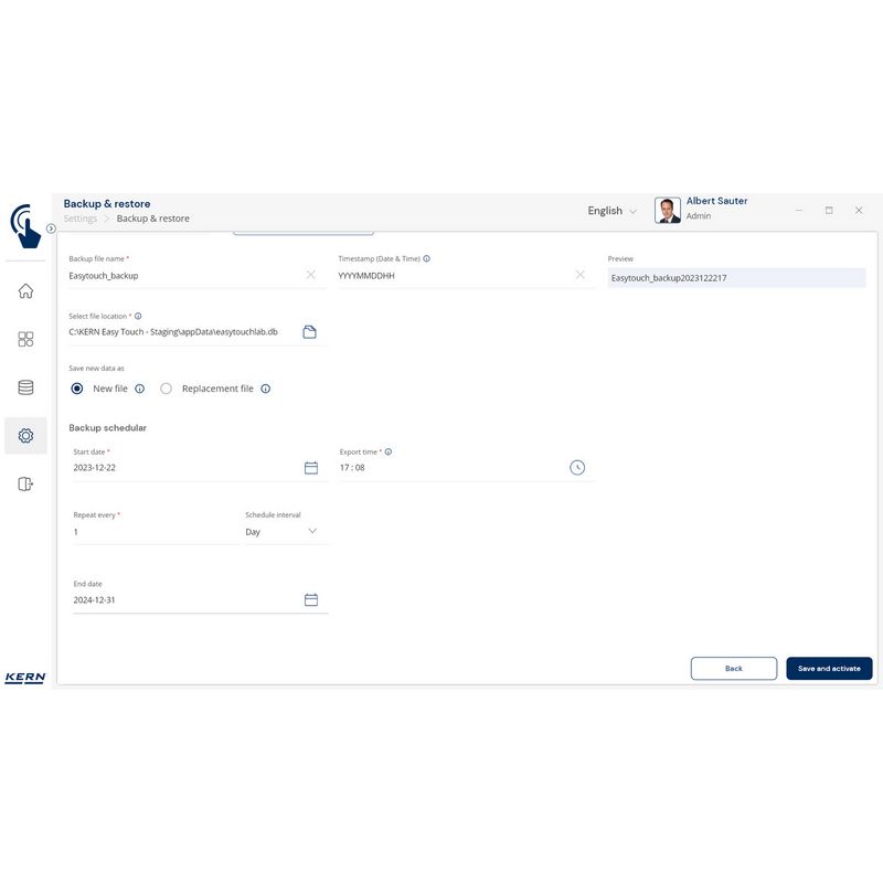 Kern SET-46 EasyTouch Backup Scheduler Software - GNW Instrumentation