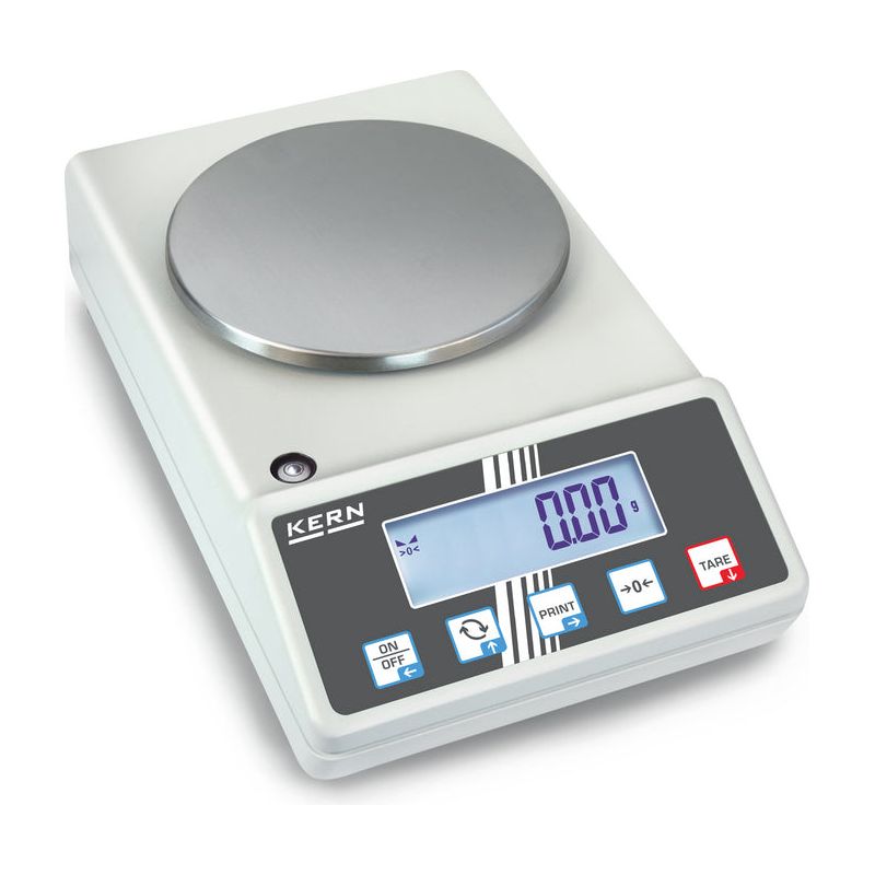 Top view of Kern 572 precision laboratory balance with round weighing platform