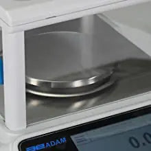 Close-up of LCD display with active weight readout of Kern scientific weighing instrument