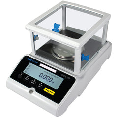Close-up of LCD display with active weight readout of Kern scientific weighing instrument