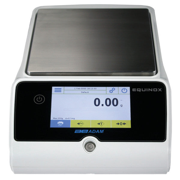 Digital lab scale with printed calibration certificate beside it of Kern high-accuracy weighing device