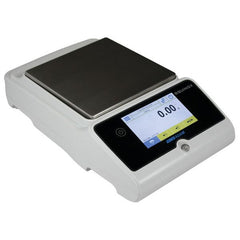 Analytical balance with glass draft shield open of Kern precision balance