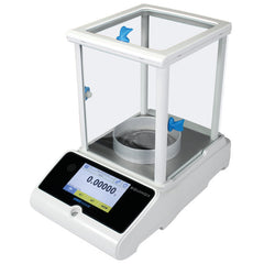 Close-up of LCD display with active weight readout of Kern precision balance