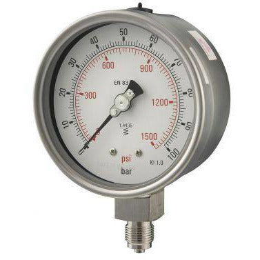 100mm Bottom Entry All Stainless Steel Pressure Gauge - GNW Instrumentation