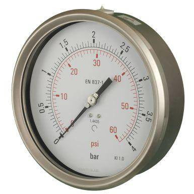 160mm Back Entry All Stainless Steel Pressure Gauge - GNW Instrumentation