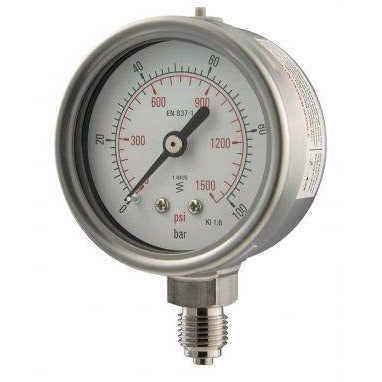 63mm Bottom Entry All Stainless Steel Pressure Gauge - GNW Instrumentation