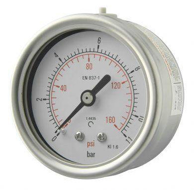 63mm Back Entry Stainless Steel Pressure Gauge - GNW Instrumentation