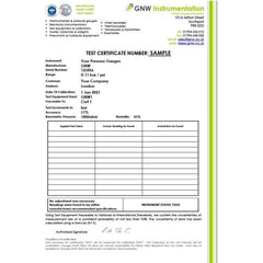 Pressure Gauge Calibration Certificate - GNW Instrumentation