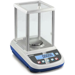 Side view of Kern PLS / PLJ precision laboratory balance with tall draught enclosure